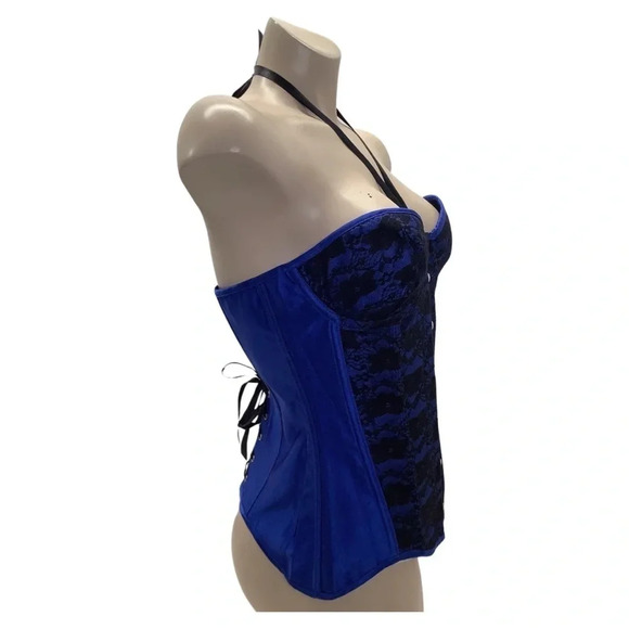 Daisy Size Medium Blue Lace & Satin Underwire with Lace Corset. - Picture 3 of 6